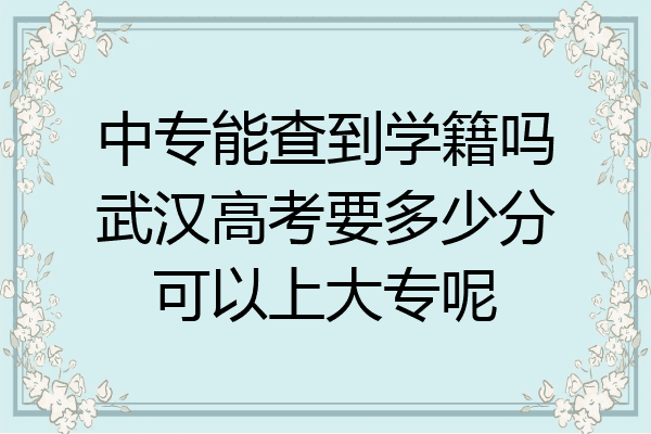 中专能查到学籍吗武汉高考要多少分可以上大专呢