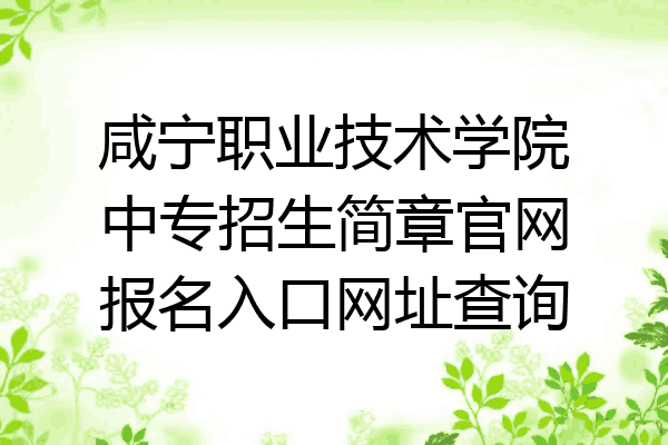 咸宁职业技术学院中专招生简章官网报名入口网址查询