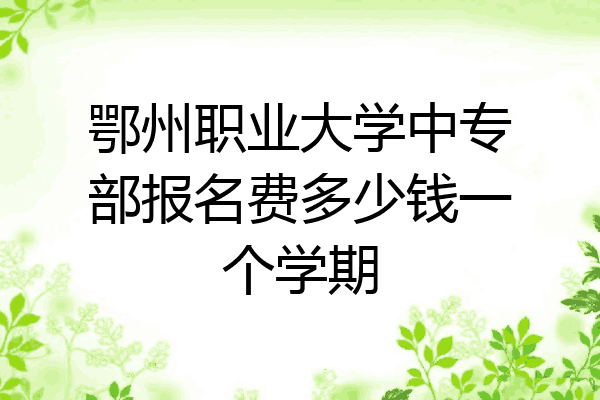 鄂州职业大学中专部报名费多少钱一个学期