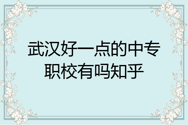 武汉好一点的中专职校有吗知乎