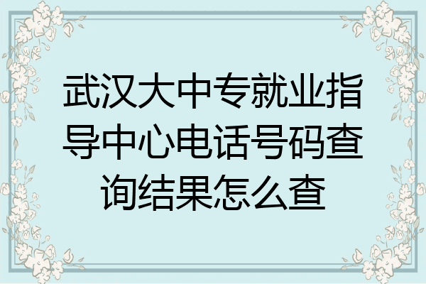 武汉大中专就业指导中心电话号码查询结果怎么查