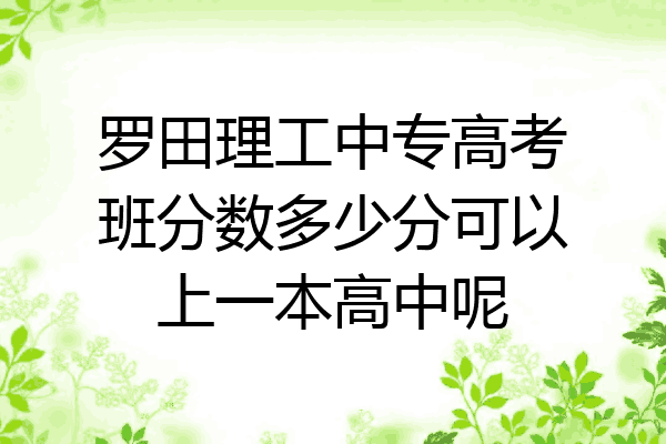 罗田理工中专高考班分数多少分可以上一本高中呢