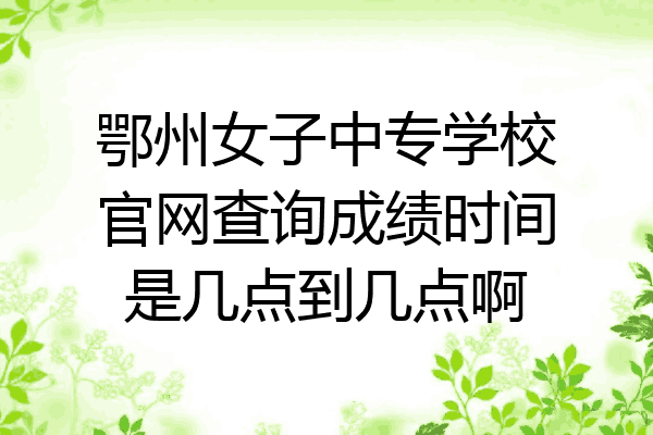 鄂州女子中专学校官网查询成绩时间是几点到几点啊