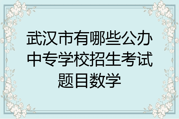 武汉市有哪些公办中专学校招生考试题目数学