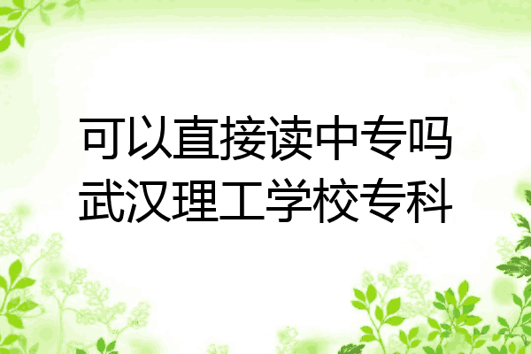 可以直接读中专吗武汉理工学校专科