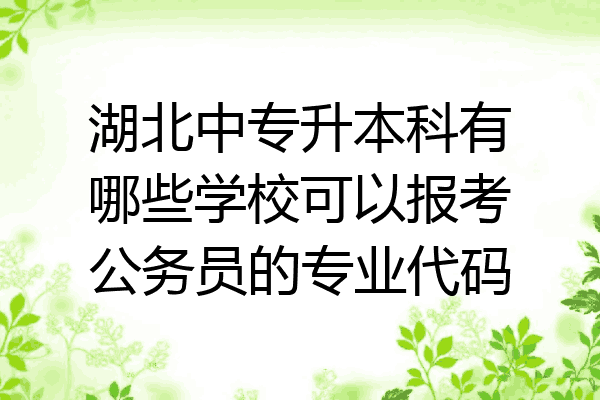 湖北中专升本科有哪些学校可以报考公务员的专业代码