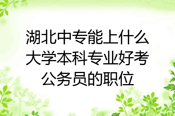 湖北中专能上什么大学本科专业好考公务员的职位