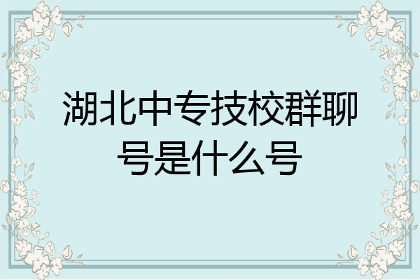 湖北中专技校群聊号是什么号