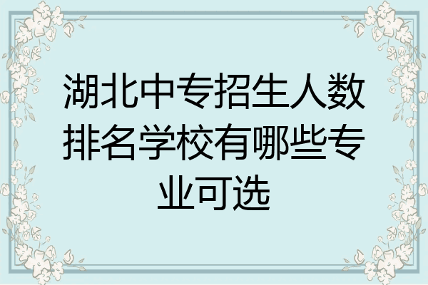 湖北中专招生人数排名学校有哪些专业可选