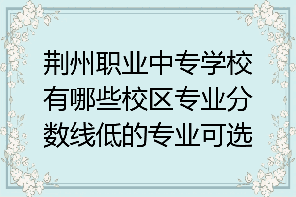荆州职业中专学校有哪些校区专业分数线低的专业可选