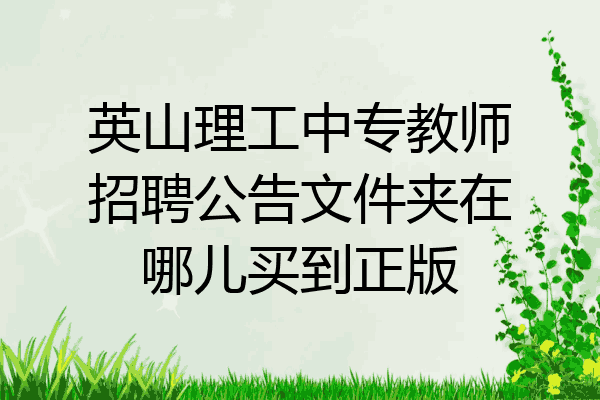 英山理工中专教师招聘公告文件夹在哪儿买到正版