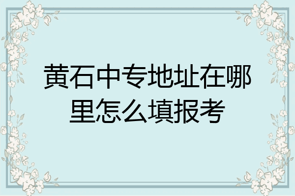 黄石中专地址在哪里怎么填报考