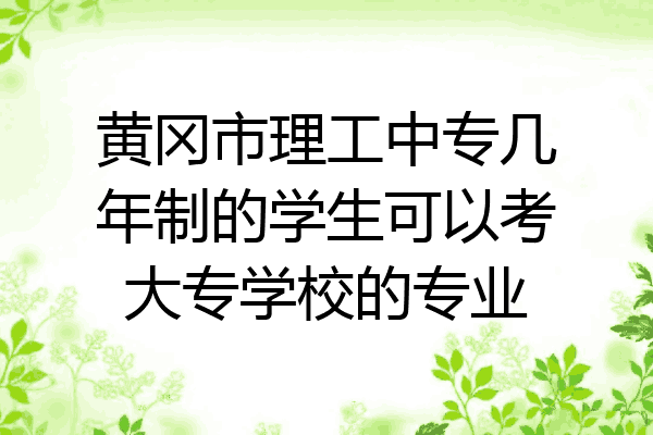 黄冈市理工中专几年制的学生可以考大专学校的专业
