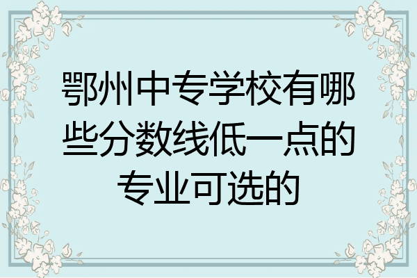 鄂州中专学校有哪些分数线低一点的专业可选的