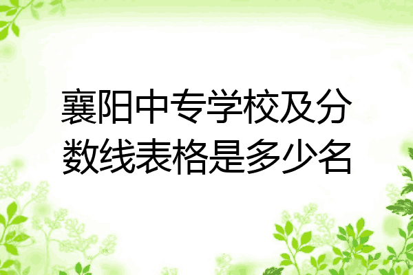 襄阳中专学校及分数线表格是多少名