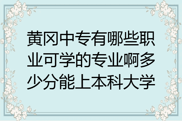 黄冈中专有哪些职业可学的专业啊多少分能上本科大学