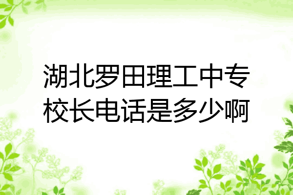 湖北罗田理工中专校长电话是多少啊