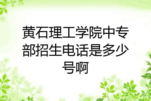 黄石理工学院中专部招生电话是多少号啊
