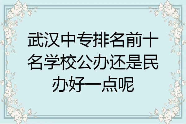 武汉中专排名前十名学校公办还是民办好一点呢