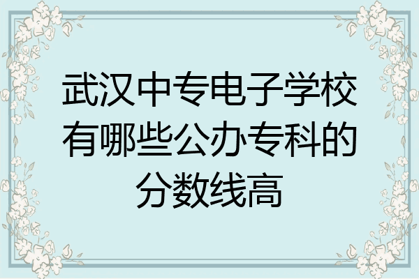 武汉中专电子学校有哪些公办专科的分数线高