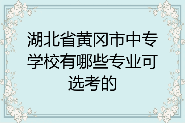 湖北省黄冈市中专学校有哪些专业可选考的