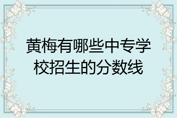黄梅有哪些中专学校招生的分数线