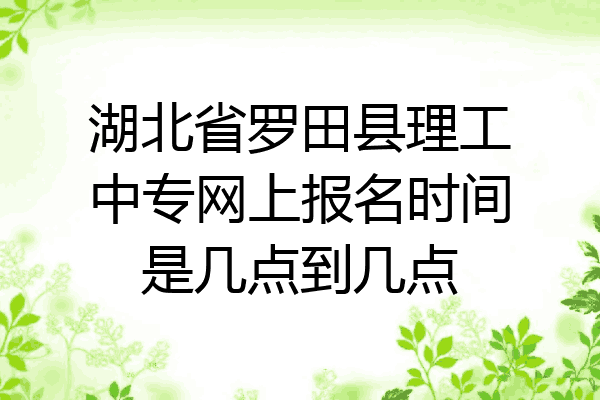 湖北省罗田县理工中专网上报名时间是几点到几点