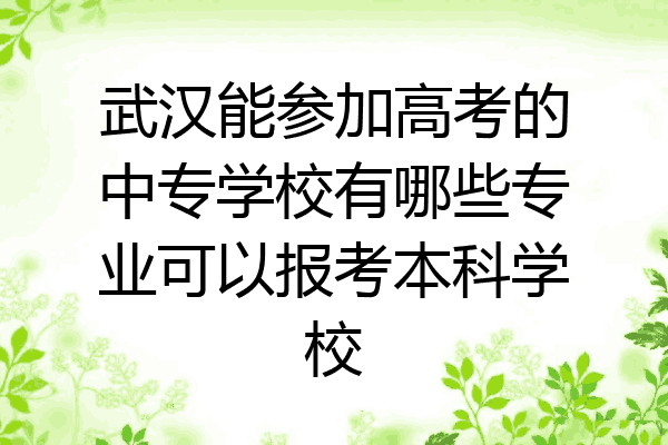 武汉能参加高考的中专学校有哪些专业可以报考本科学校