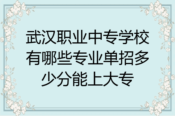 武汉职业中专学校有哪些专业单招多少分能上大专
