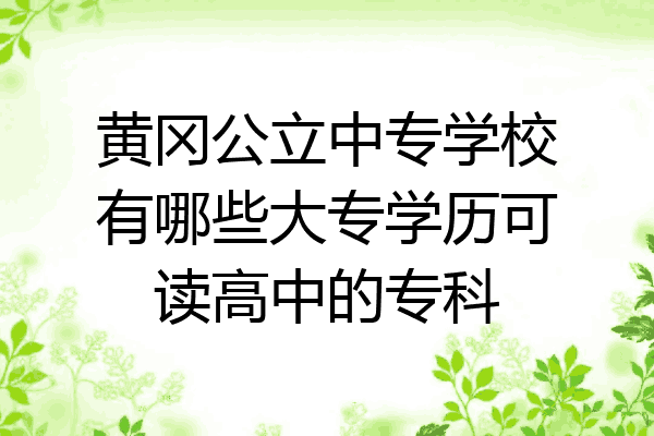 黄冈公立中专学校有哪些大专学历可读高中的专科