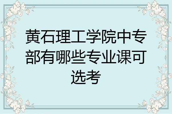 黄石理工学院中专部有哪些专业课可选考