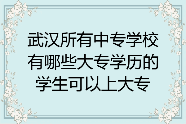 武汉所有中专学校有哪些大专学历的学生可以上大专