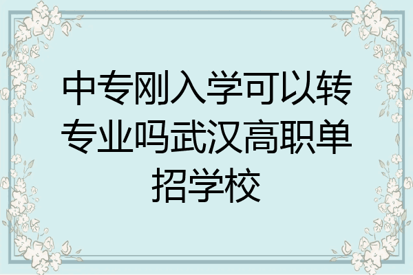 中专刚入学可以转专业吗武汉高职单招学校