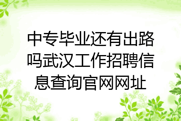 中专毕业还有出路吗武汉工作招聘信息查询官网网址