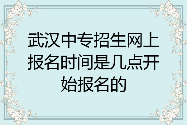 武汉中专招生网上报名时间是几点开始报名的