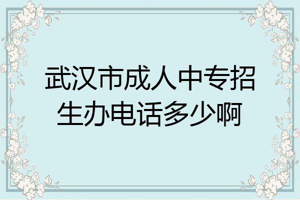 武汉市成人中专招生办电话多少啊