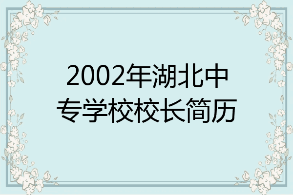 2002年湖北中专学校校长简历