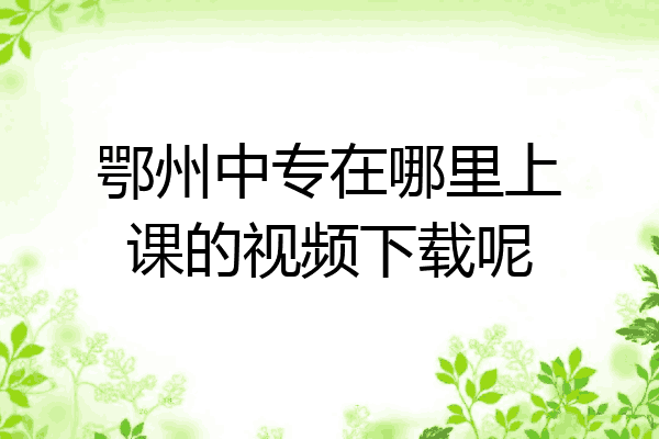 鄂州中专在哪里上课的视频下载呢