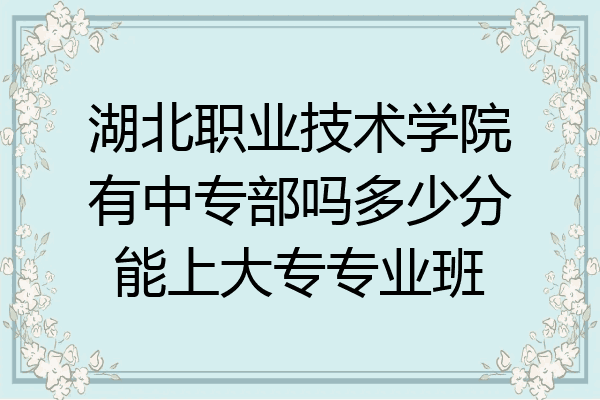 湖北职业技术学院有中专部吗多少分能上大专专业班