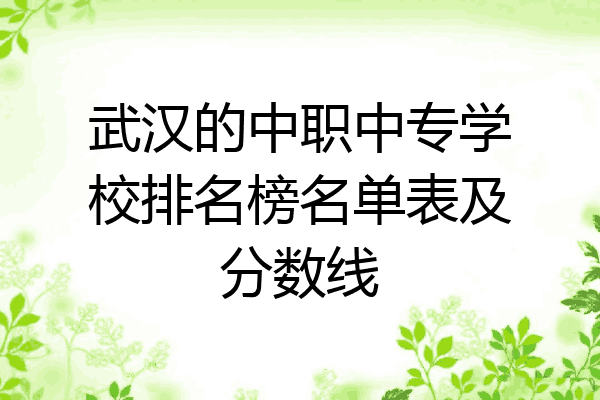 武汉的中职中专学校排名榜名单表及分数线
