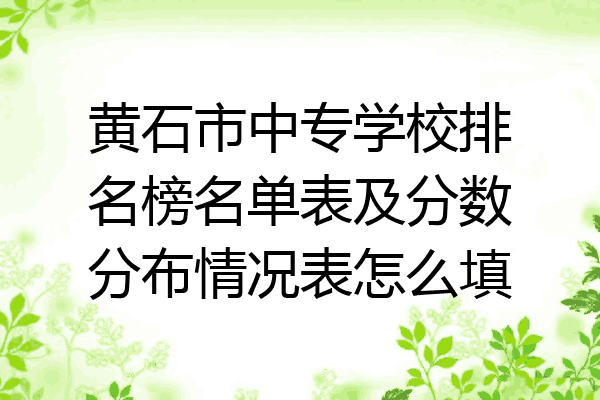 黄石市中专学校排名榜名单表及分数分布情况表怎么填