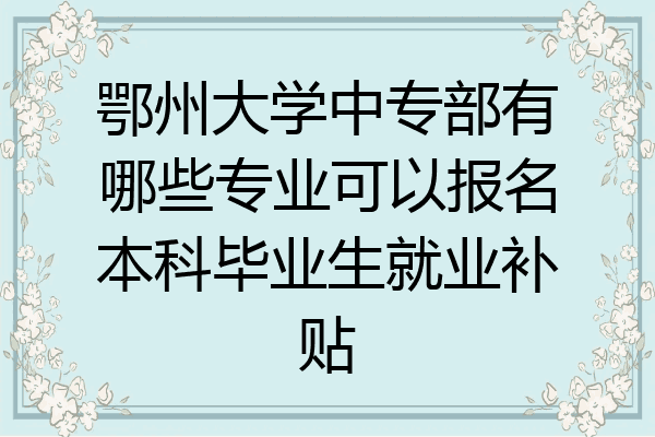 鄂州大学中专部有哪些专业可以报名本科毕业生就业补贴