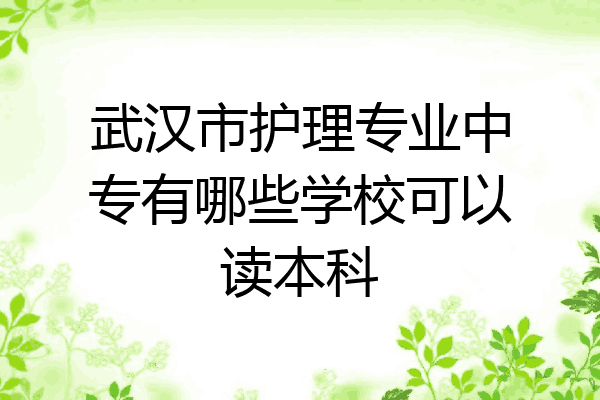 武汉市护理专业中专有哪些学校可以读本科