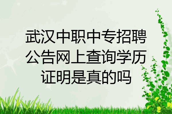 武汉中职中专招聘公告网上查询学历证明是真的吗