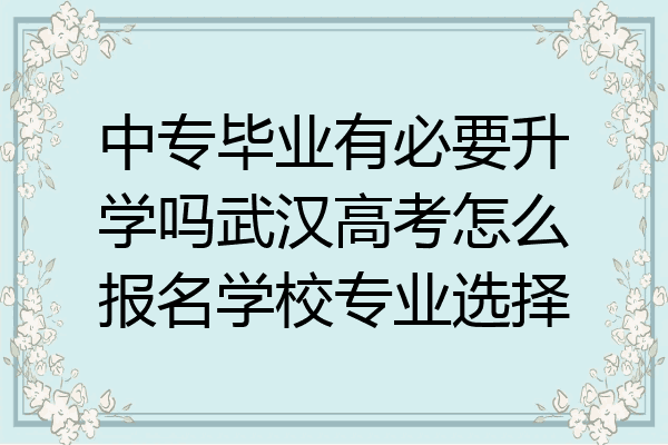 中专毕业有必要升学吗武汉高考怎么报名学校专业选择