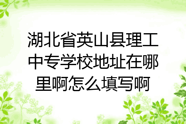湖北省英山县理工中专学校地址在哪里啊怎么填写啊