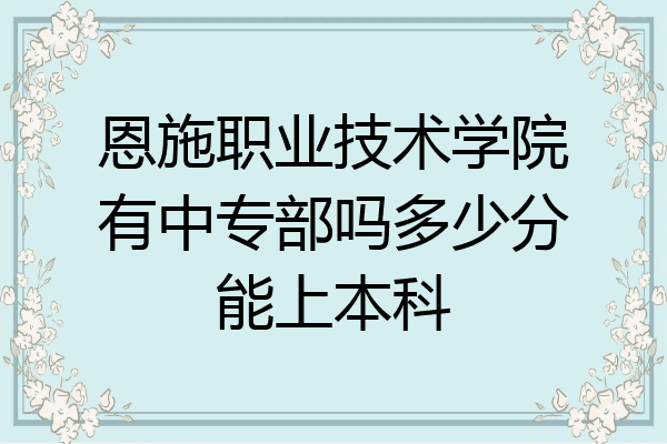 恩施职业技术学院有中专部吗多少分能上本科