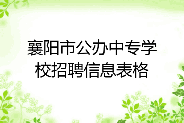 襄阳市公办中专学校招聘信息表格