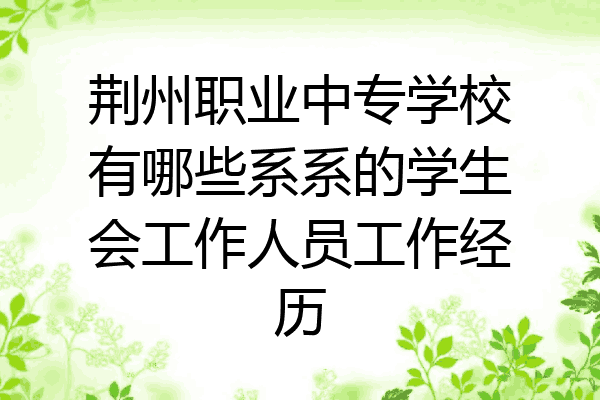 荆州职业中专学校有哪些系系的学生会工作人员工作经历