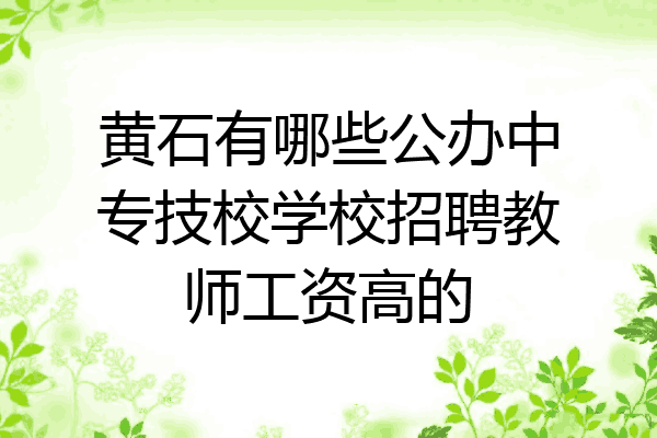 黄石有哪些公办中专技校学校招聘教师工资高的